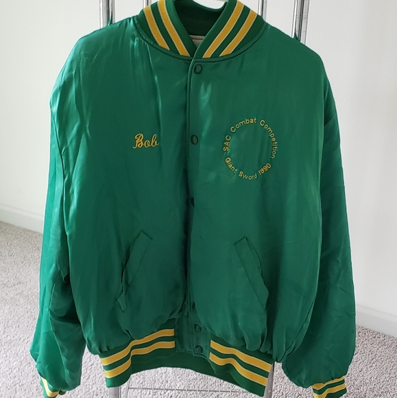 Vintage Jacket Bomber Satin Souvenir Guam 1980s Medium Green - Picture 3 of 4
